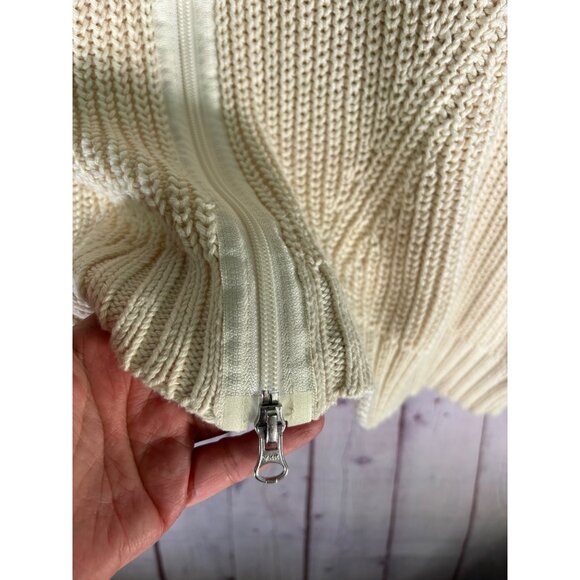Pure Handknit Cream Sleeveless Zip Cardigan Sweater S/M 100% Cotton - Picture 10 of 10